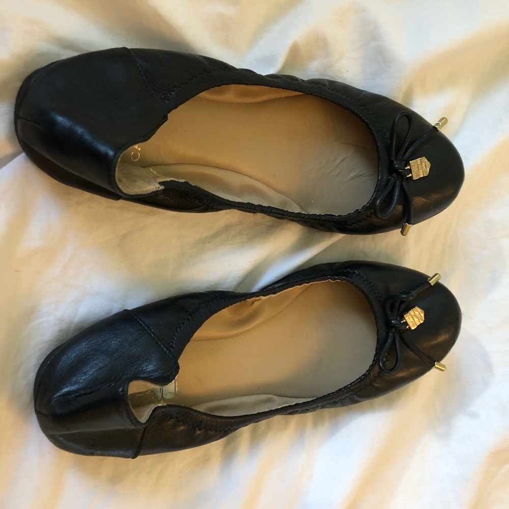 Vince Camuto Leather Black Bow Tie Flats! 😍